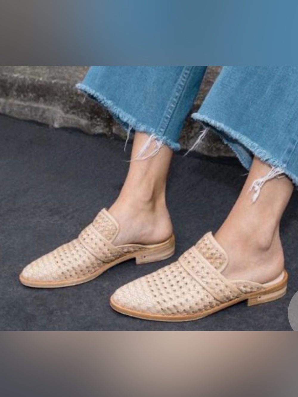 FREDA SALVADOR Keen Woven Leather Mules Nude Tan Size 7